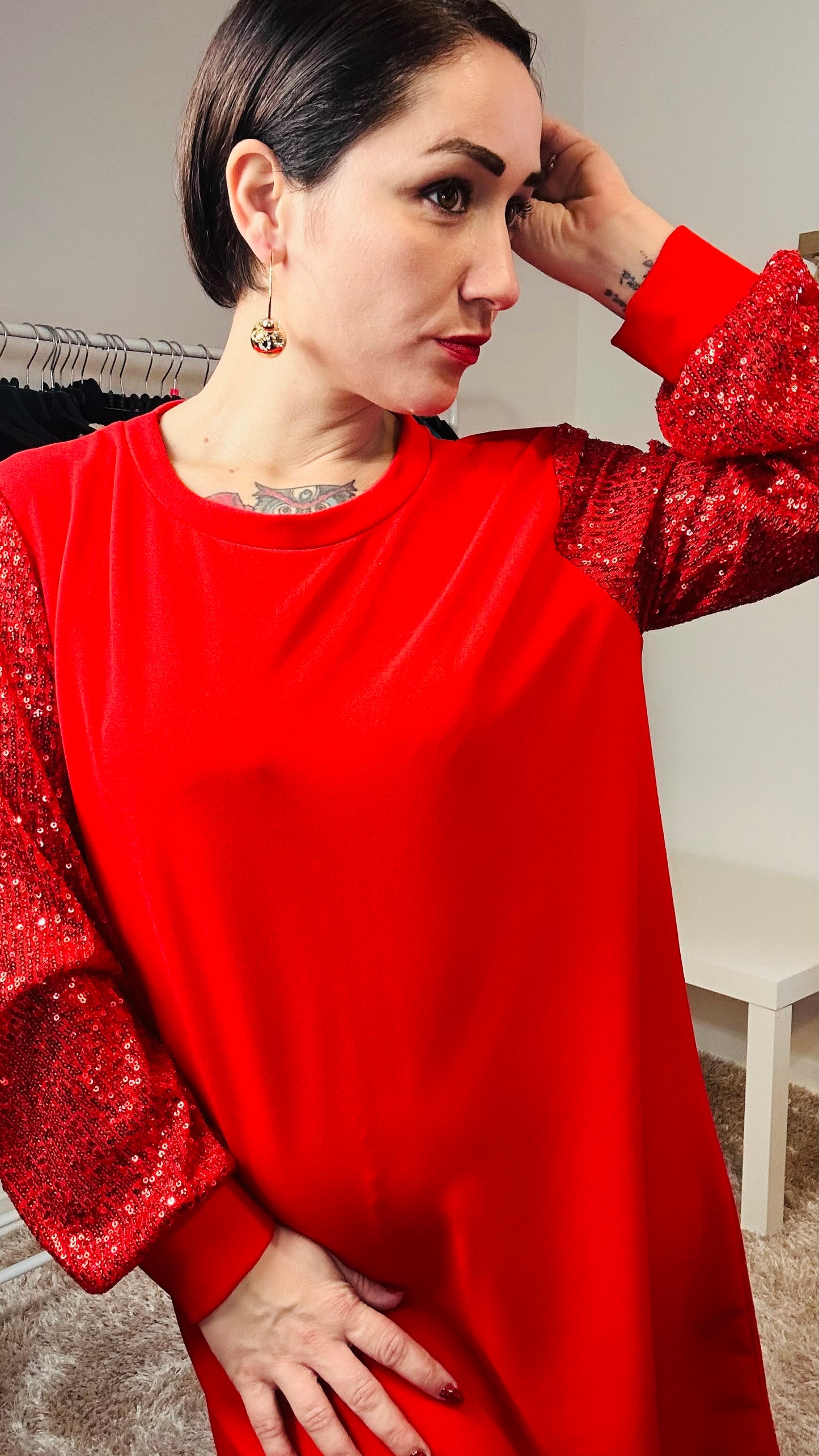 Vestito rosso paillettes