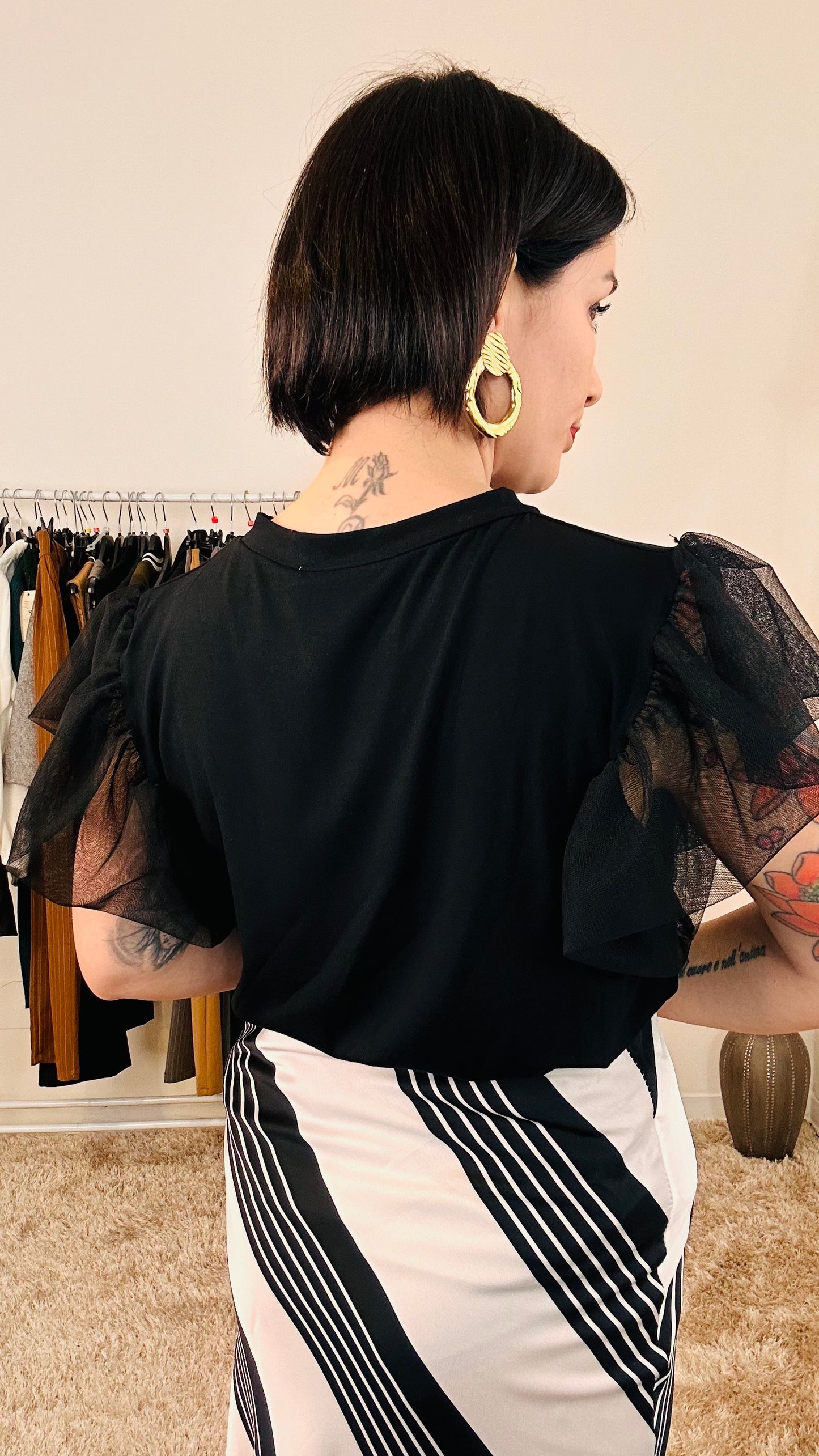 Maglia tulle nero