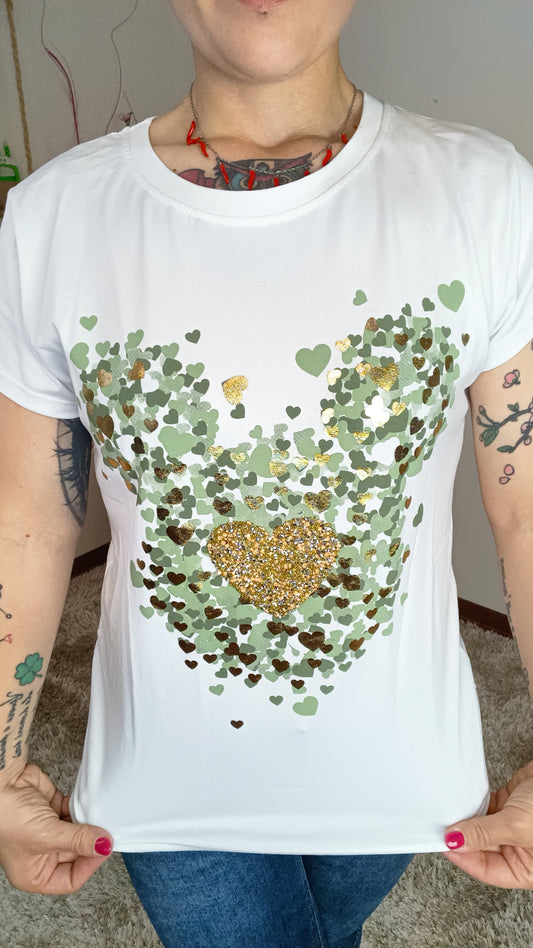 T shirt Fantasia con cuore a strass