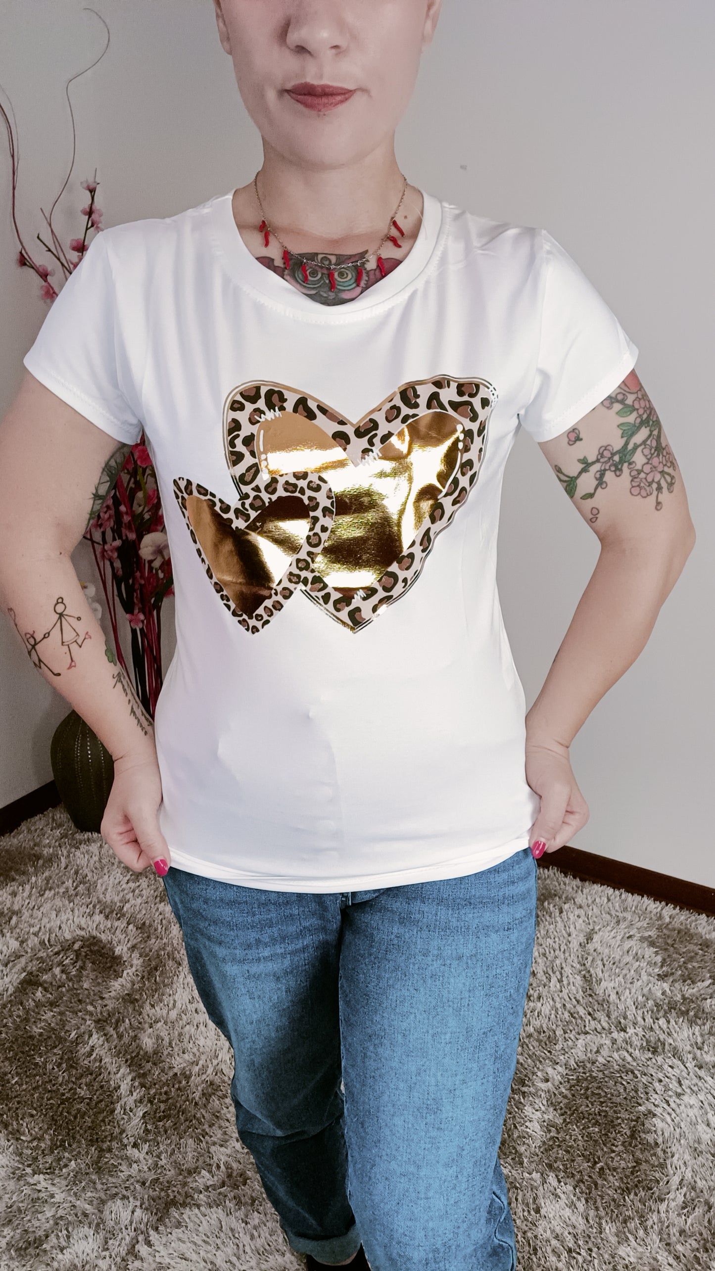 T-shirt Cuori Dorati