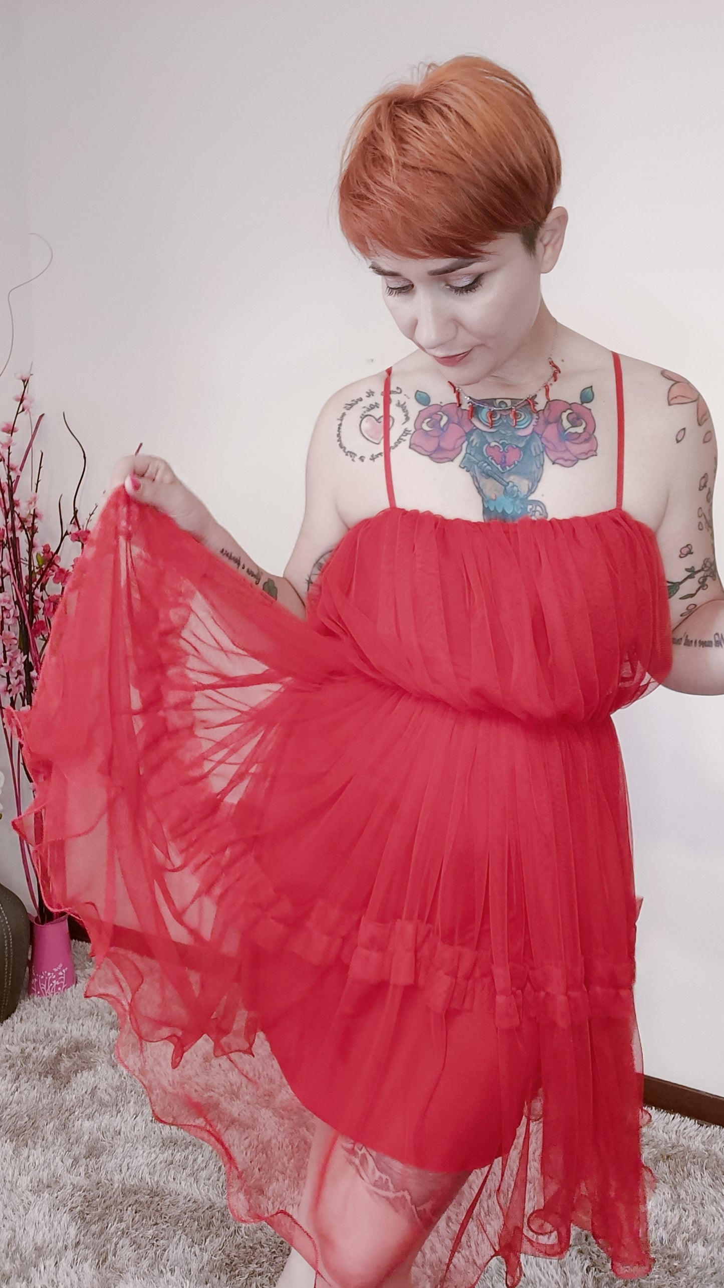 Abito in Tulle Rosso