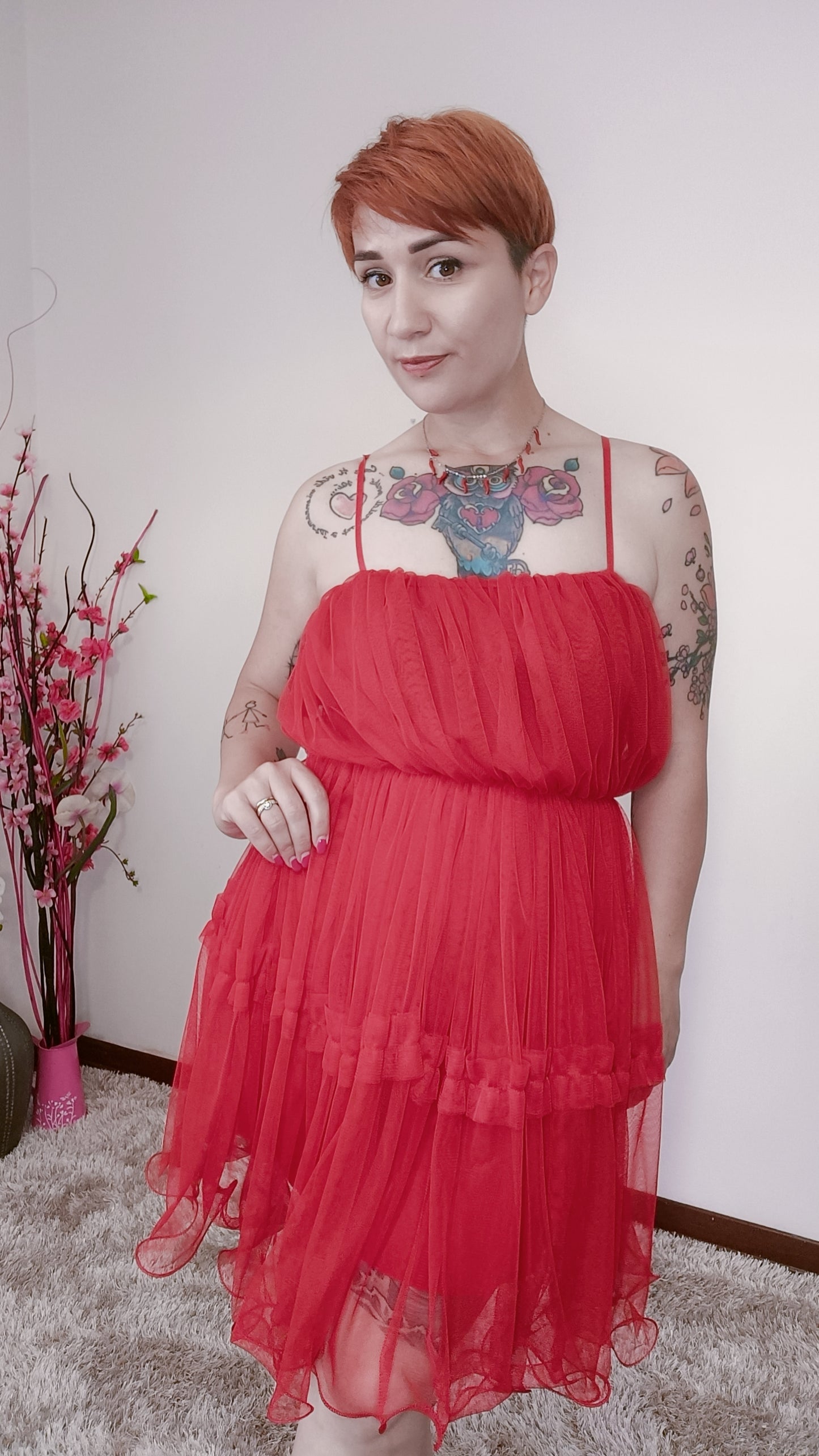 Abito in Tulle Rosso