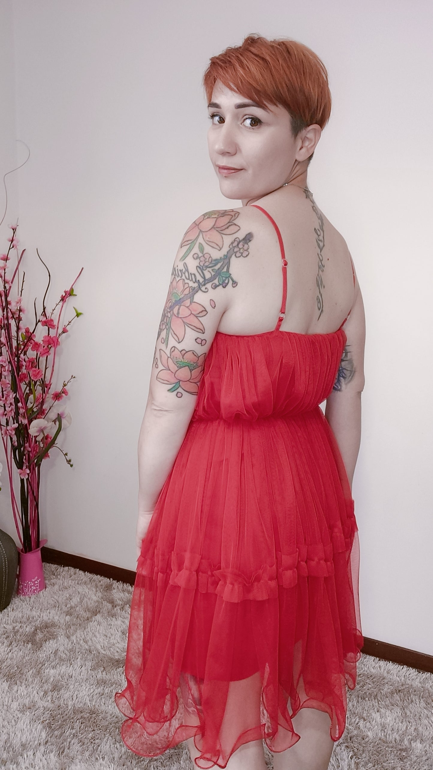 Abito in Tulle Rosso