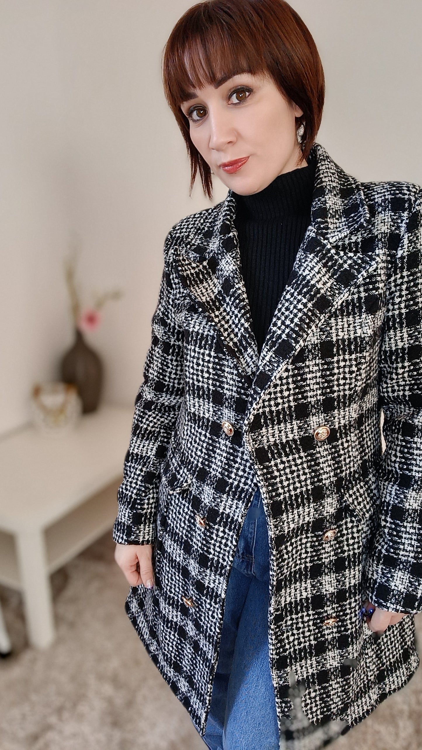 Cappotto con stampa a Quadretti